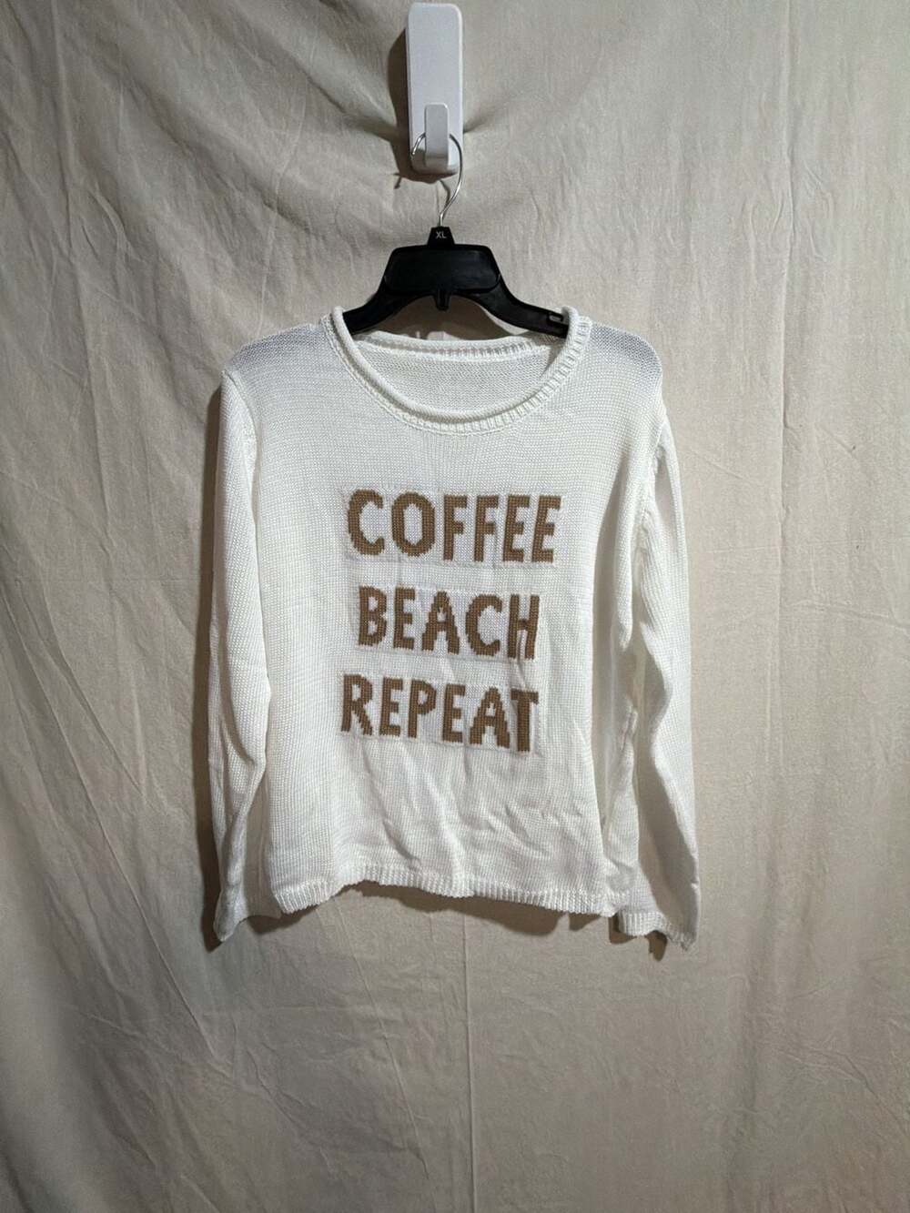 Coffee Beach Repeat Intarsia Knit Sweater